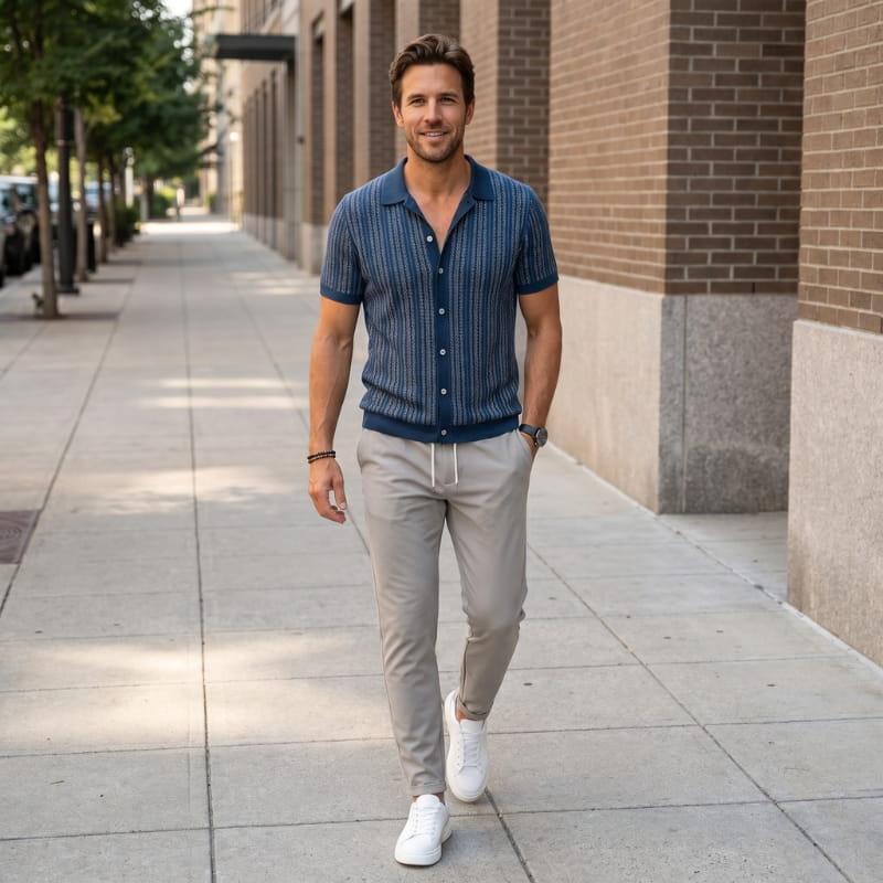 Elias Cotton Stretch Tapered Drawstring Pants – Casual Slim Fit Everyday Trousers