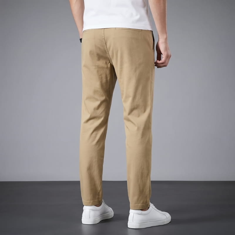 Elias Cotton Stretch Tapered Drawstring Pants – Casual Slim Fit Everyday Trousers