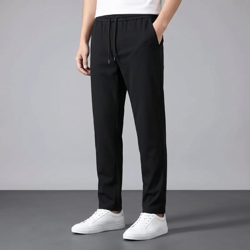Elias Cotton Stretch Tapered Drawstring Pants – Casual Slim Fit Everyday Trousers