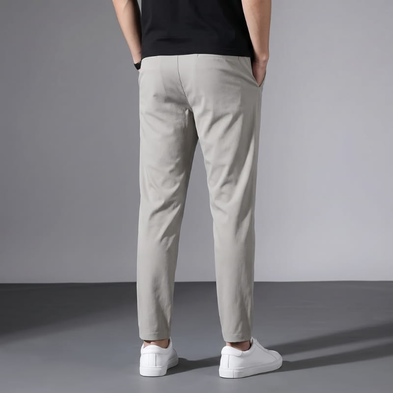 Elias Cotton Stretch Tapered Drawstring Pants – Casual Slim Fit Everyday Trousers