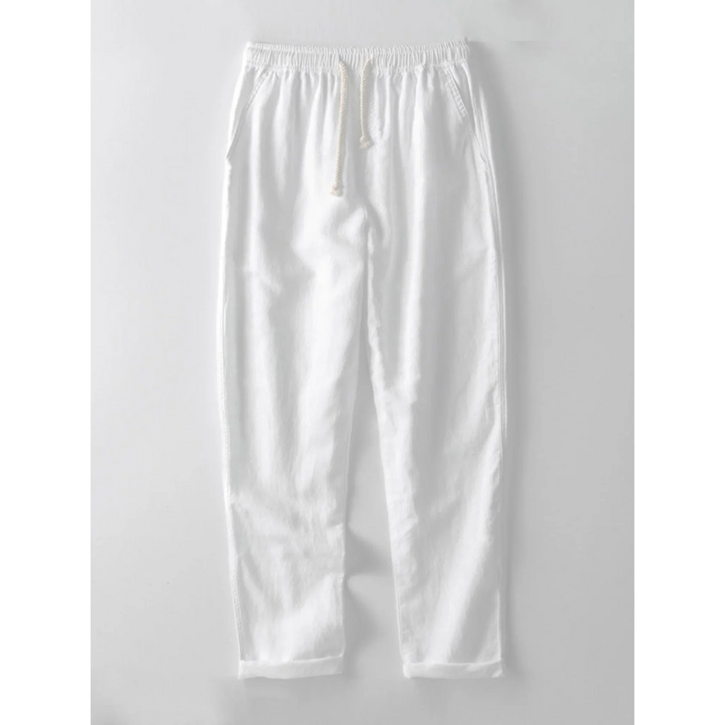 Jacob Striped Mesh Cuban Set – Open-Weave Linen-Blend Straight-Leg Outfit