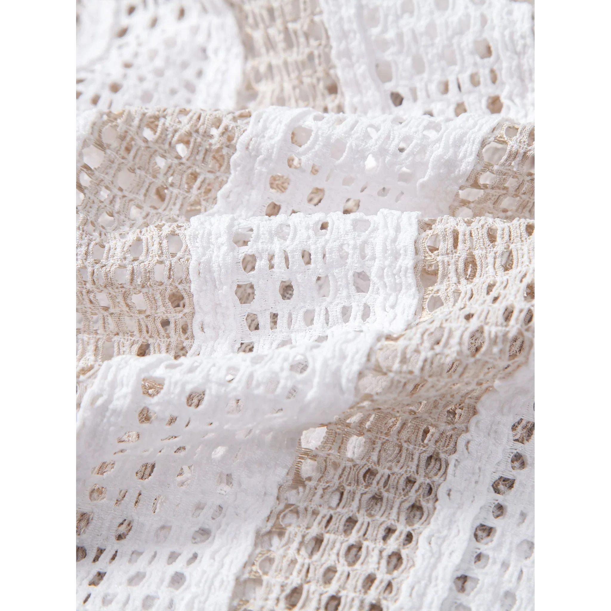 Jacob Striped Mesh Cuban Set – Open-Weave Linen-Blend Straight-Leg Outfit