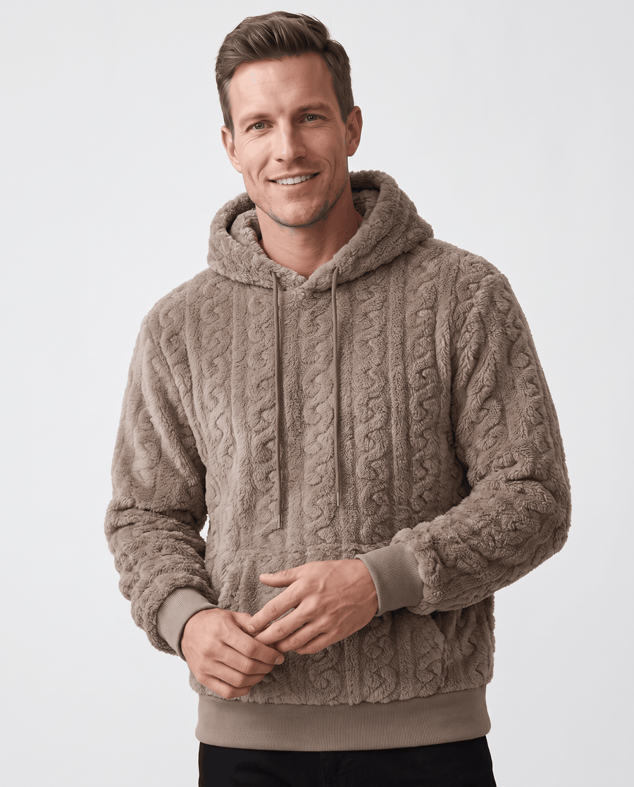 Men's Hoodie – Cable Knit Fleece, Kangaroo Pocket & Relaxed Fit | Rolf