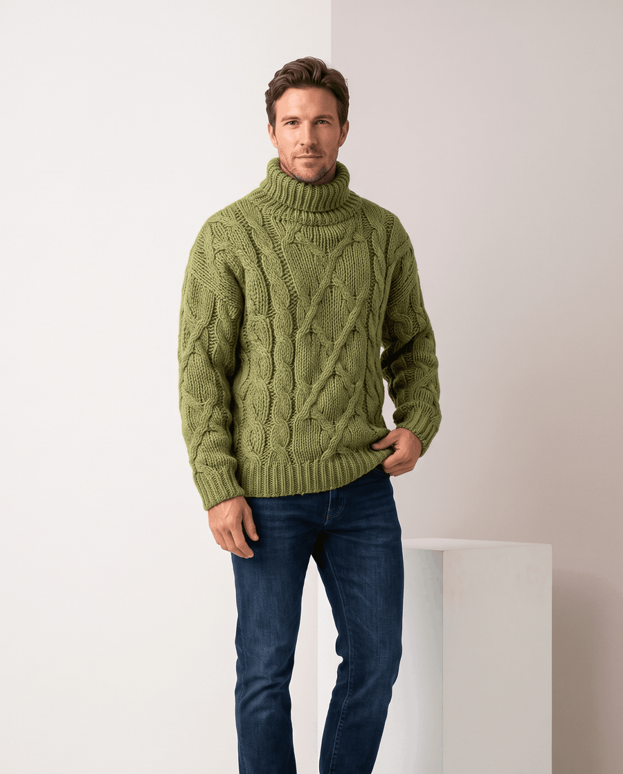 Fisherman Cable-Knit Turtleneck Sweater – Chunky Diamond Pattern, Relaxed Fit & Ribbed Trim | Callan