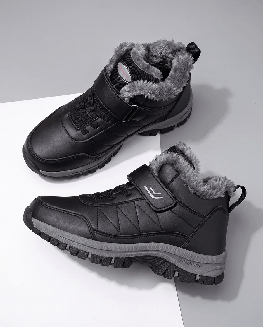 Fleece-Lined Ankle Boots for Men – Hook-and-Loop Strap & Lug Outsole | Vittorio
