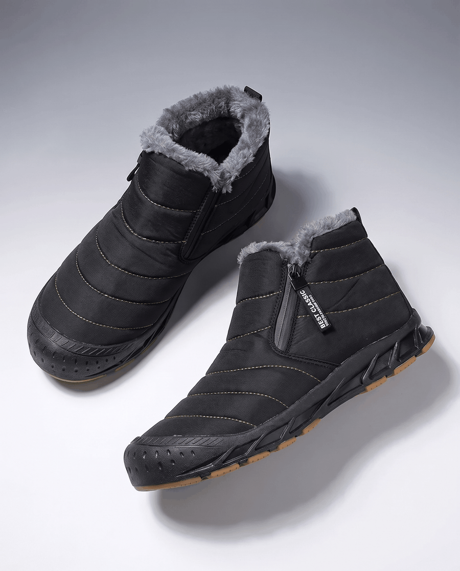 Quilted Snow Boots for Men – Water-Repellent, Side Zip & Plush Collar | Enrico