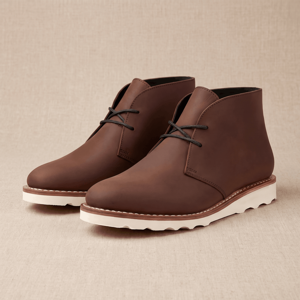 Men's chukka boot with low two-eyelet lacing set on a chunky outsole.