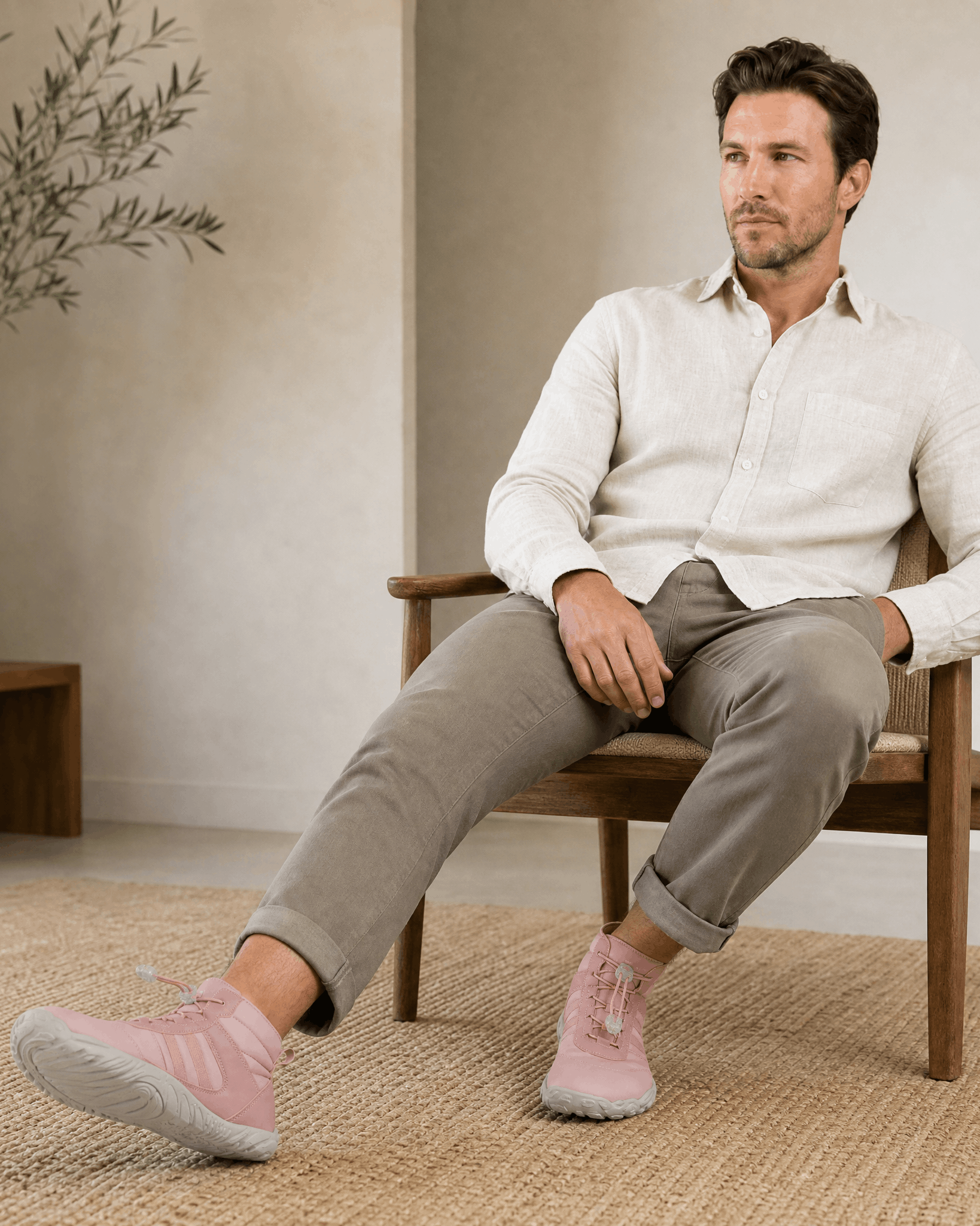 Pink water-repellent winter ankle boots with a flexible rubber sole, bungee lace toggle, and fleece-lined collar.