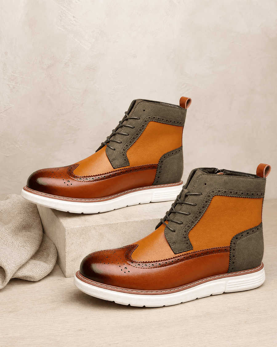 Wingtip Brogue Boots for Men – Chunky Cupsole & Matte Panels | Sandro