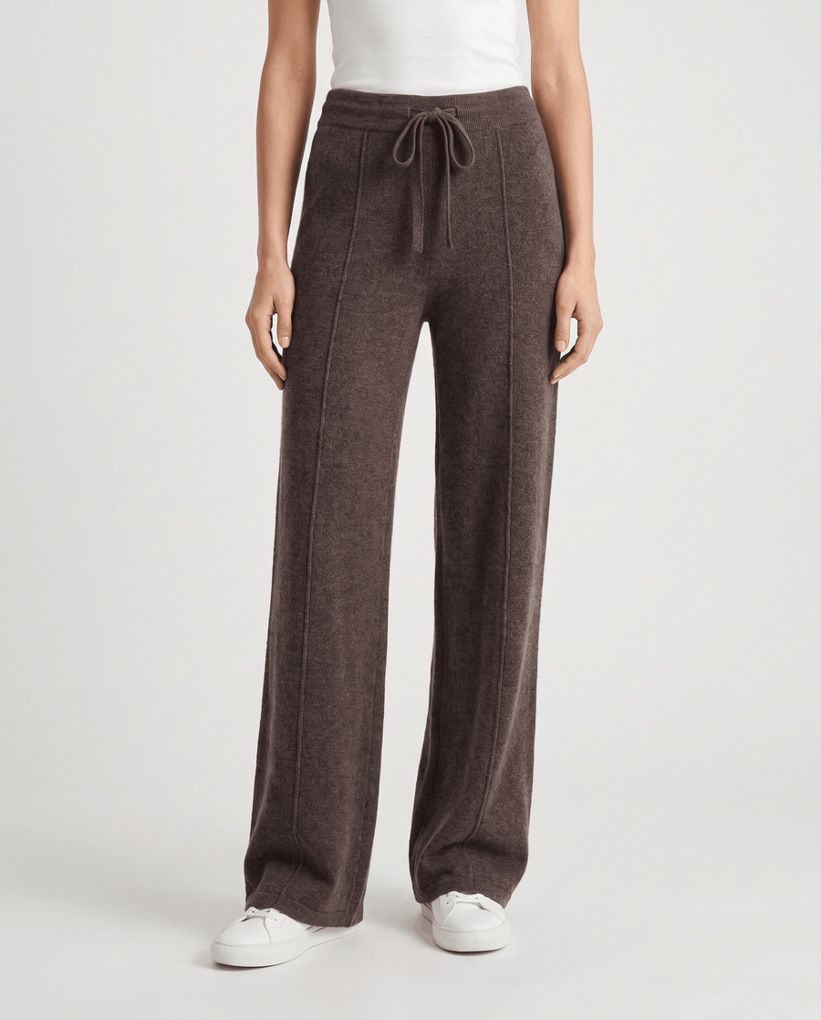Merino Wool Wide-Leg Pants – High-Waisted, Drawstring Tie & Pintuck Seams | Ottilie