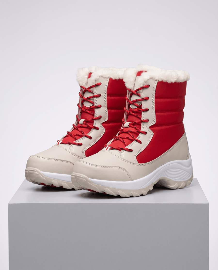 Mid-Calf Platform Winter Boots – Lace-Up, Quilted Upper & Plush Trim | Freya
