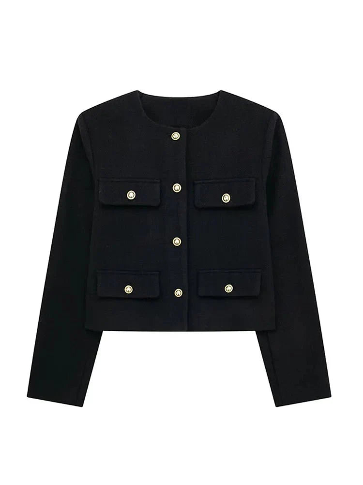 Claristel Women's Tailored Tweed Blazer – Classic Structured Design
