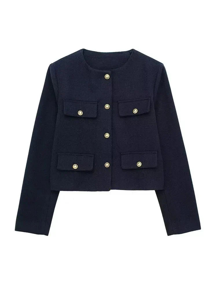 Claristel Women's Tailored Tweed Blazer – Classic Structured Design