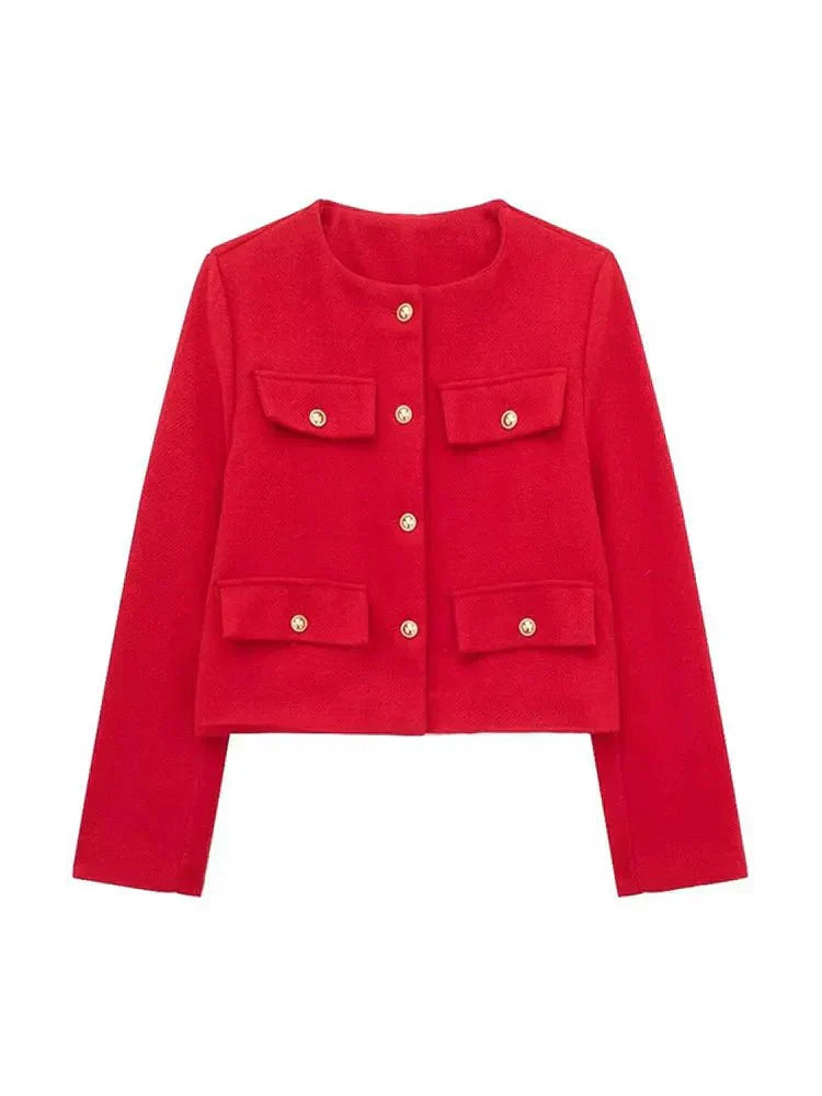 Claristel Women's Tailored Tweed Blazer – Classic Structured Design