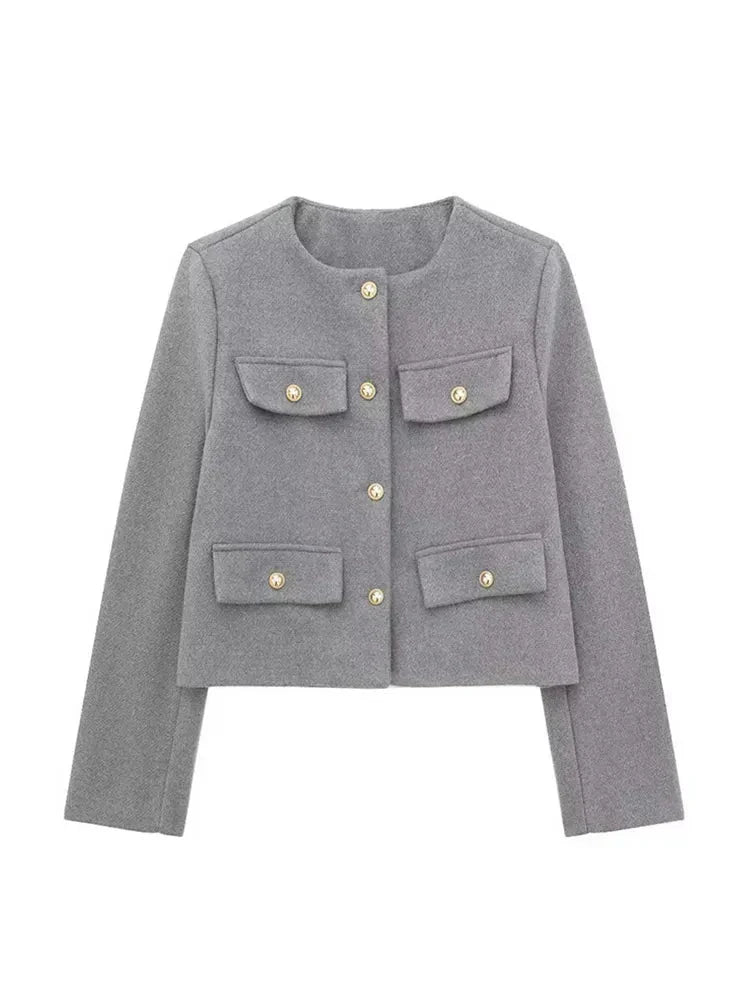 Claristel Women's Tailored Tweed Blazer – Classic Structured Design