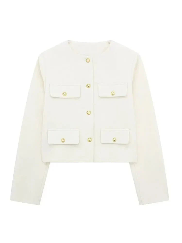 Claristel Women's Tailored Tweed Blazer – Classic Structured Design