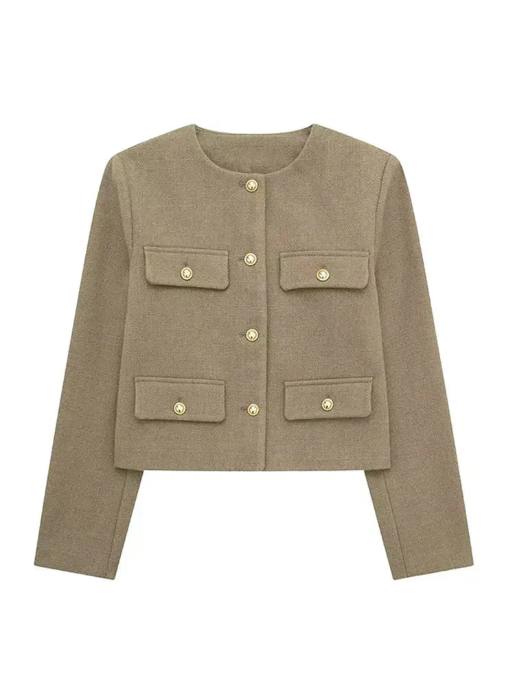 Claristel Women's Tailored Tweed Blazer – Classic Structured Design