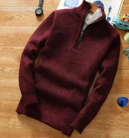 Dante Men's Textured Knit Half-Zip Pullover Sweater – Smart Casual Comfort