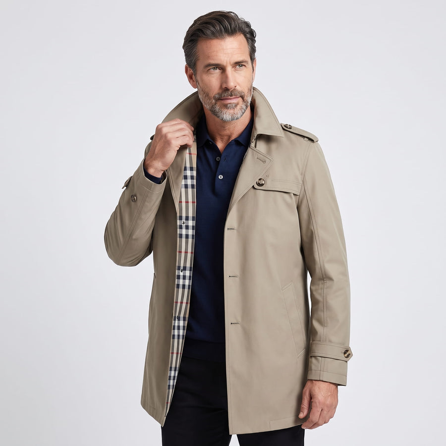 Single-Breasted Trench Coat – Belted Waist, Epaulets & Storm Flap | Gunnar