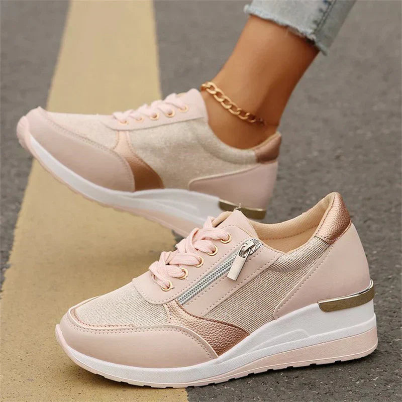 Arlyn Lightweight Wedge Sneakers – Breathable Cushioned Comfort Casual Shoes