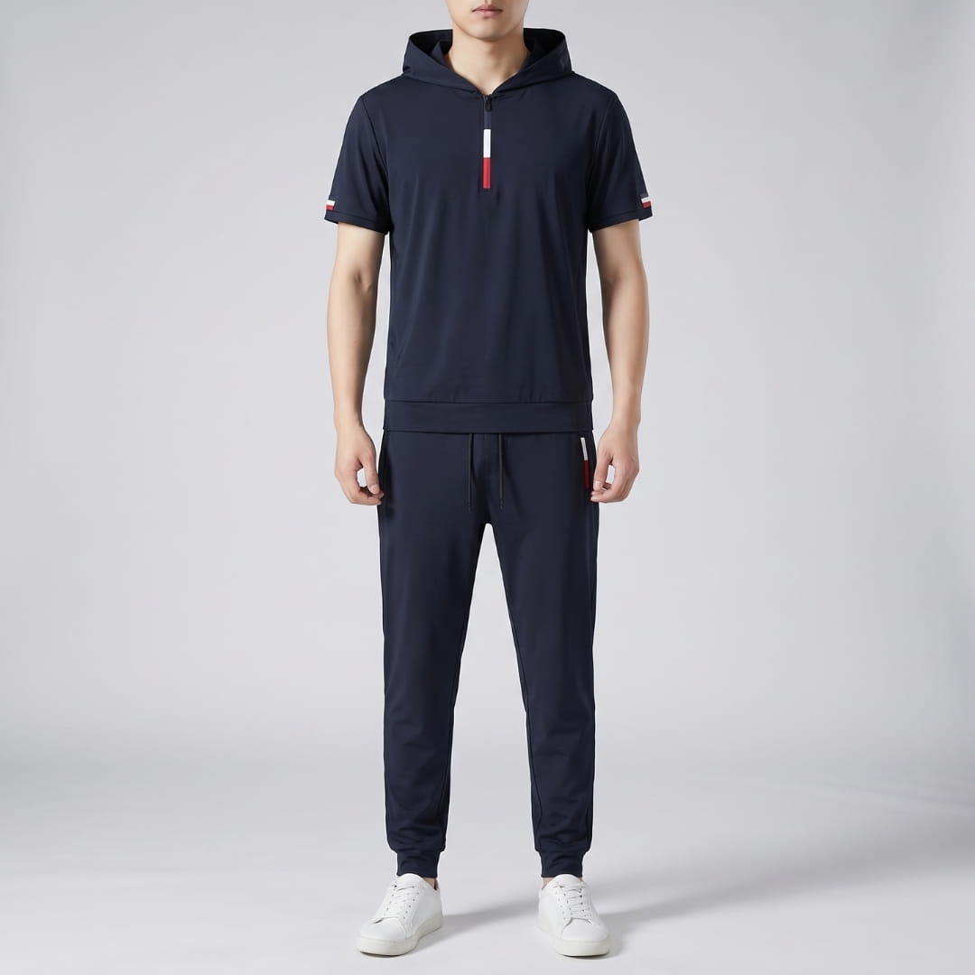 Santino FlexFit Hooded Lycra Quarter-Zip Tracksuit Set – Modern Sport Comfort