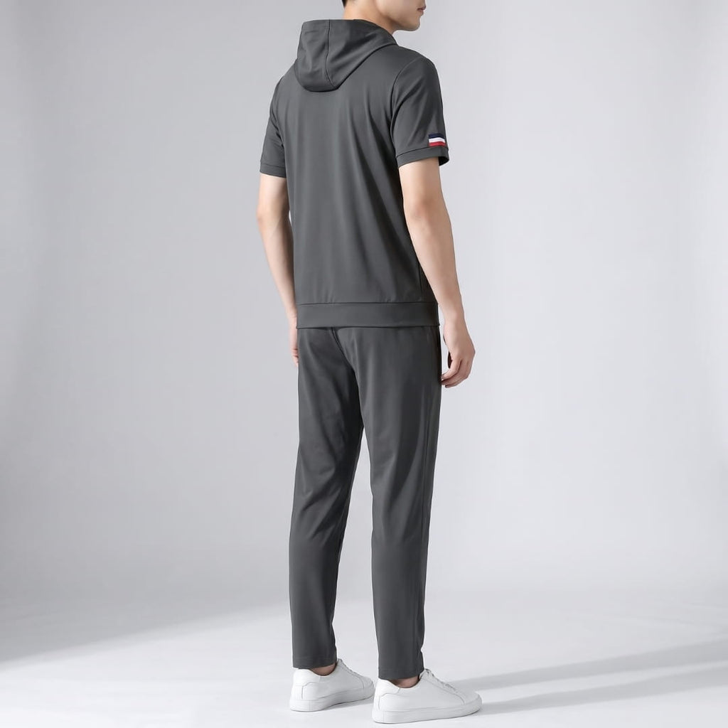 Santino FlexFit Hooded Lycra Quarter-Zip Tracksuit Set – Modern Sport Comfort