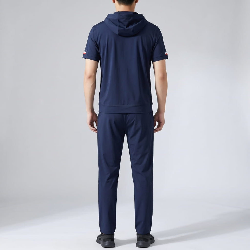 Santino FlexFit Hooded Lycra Quarter-Zip Tracksuit Set – Modern Sport Comfort