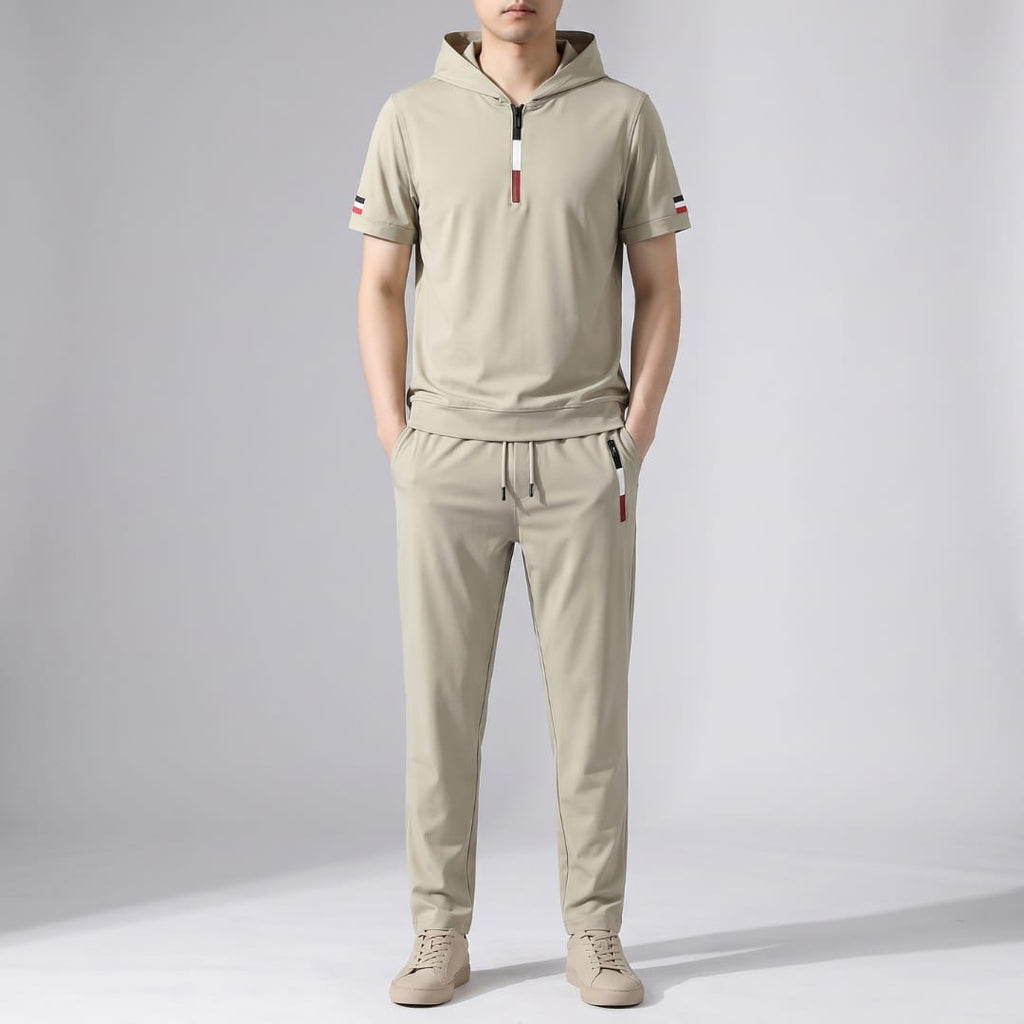 Santino FlexFit Hooded Lycra Quarter-Zip Tracksuit Set – Modern Sport Comfort