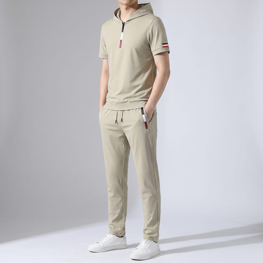 Santino FlexFit Hooded Lycra Quarter-Zip Tracksuit Set – Modern Sport Comfort