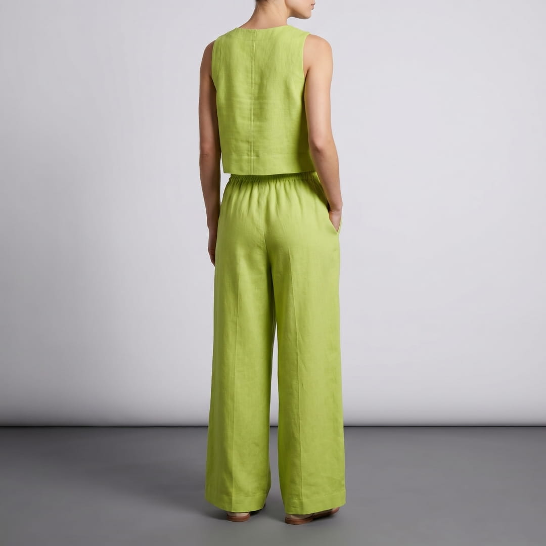Elara Sleeveless Cotton Two-Piece Set Elegant Minimal Summer Outfit