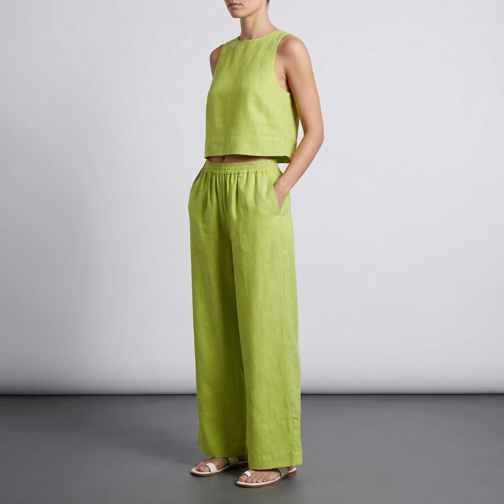Elara Sleeveless Cotton Two-Piece Set Elegant Minimal Summer Outfit