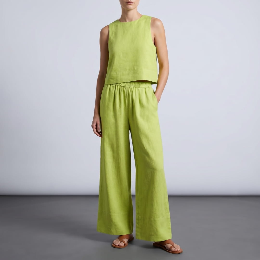 Elara Sleeveless Cotton Two-Piece Set Elegant Minimal Summer Outfit