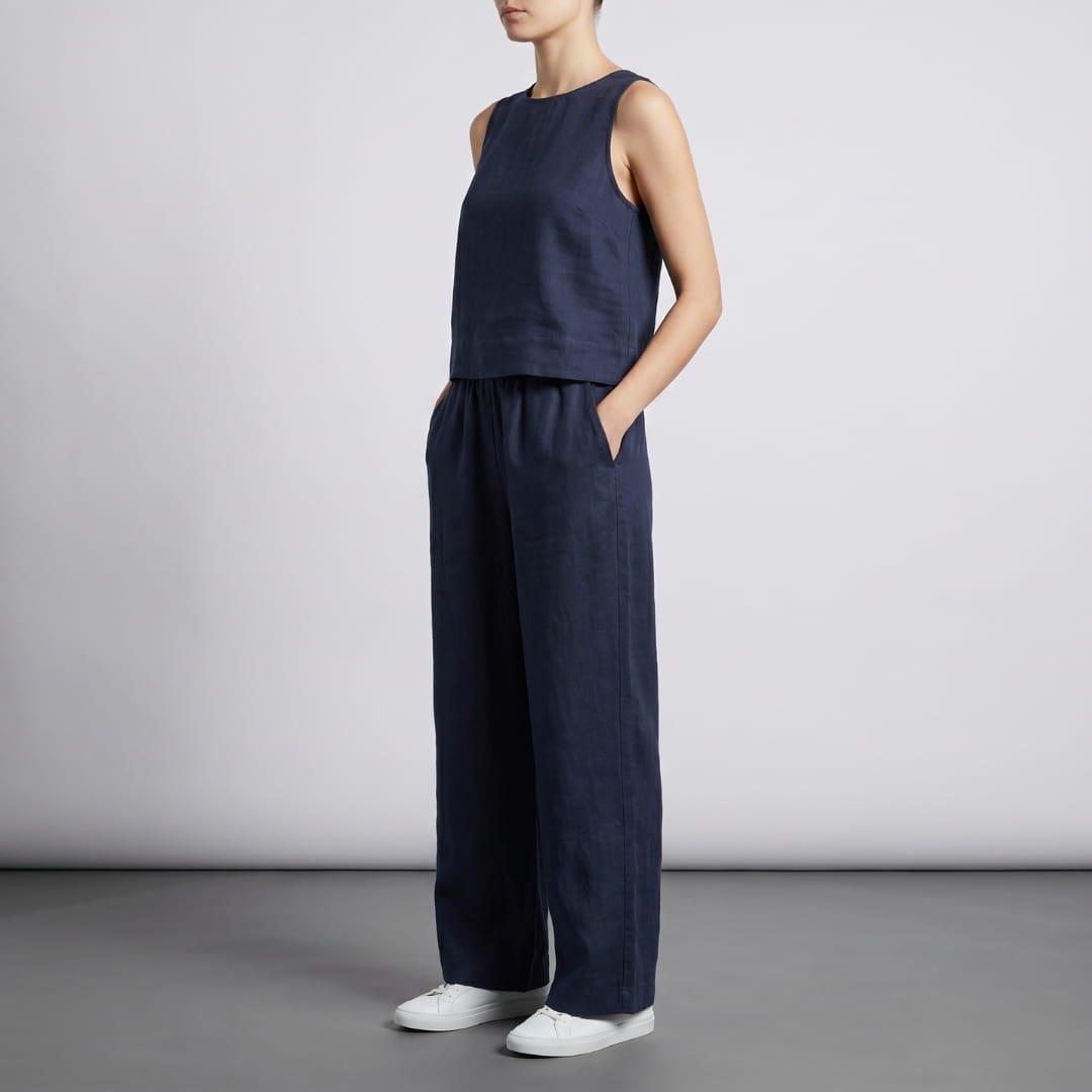 Elara Sleeveless Cotton Two-Piece Set Elegant Minimal Summer Outfit