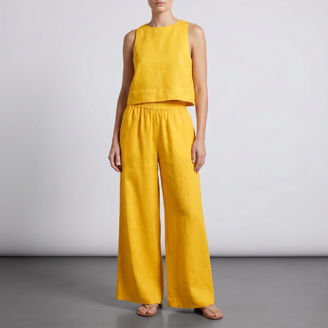 Elara Sleeveless Cotton Two-Piece Set Elegant Minimal Summer Outfit