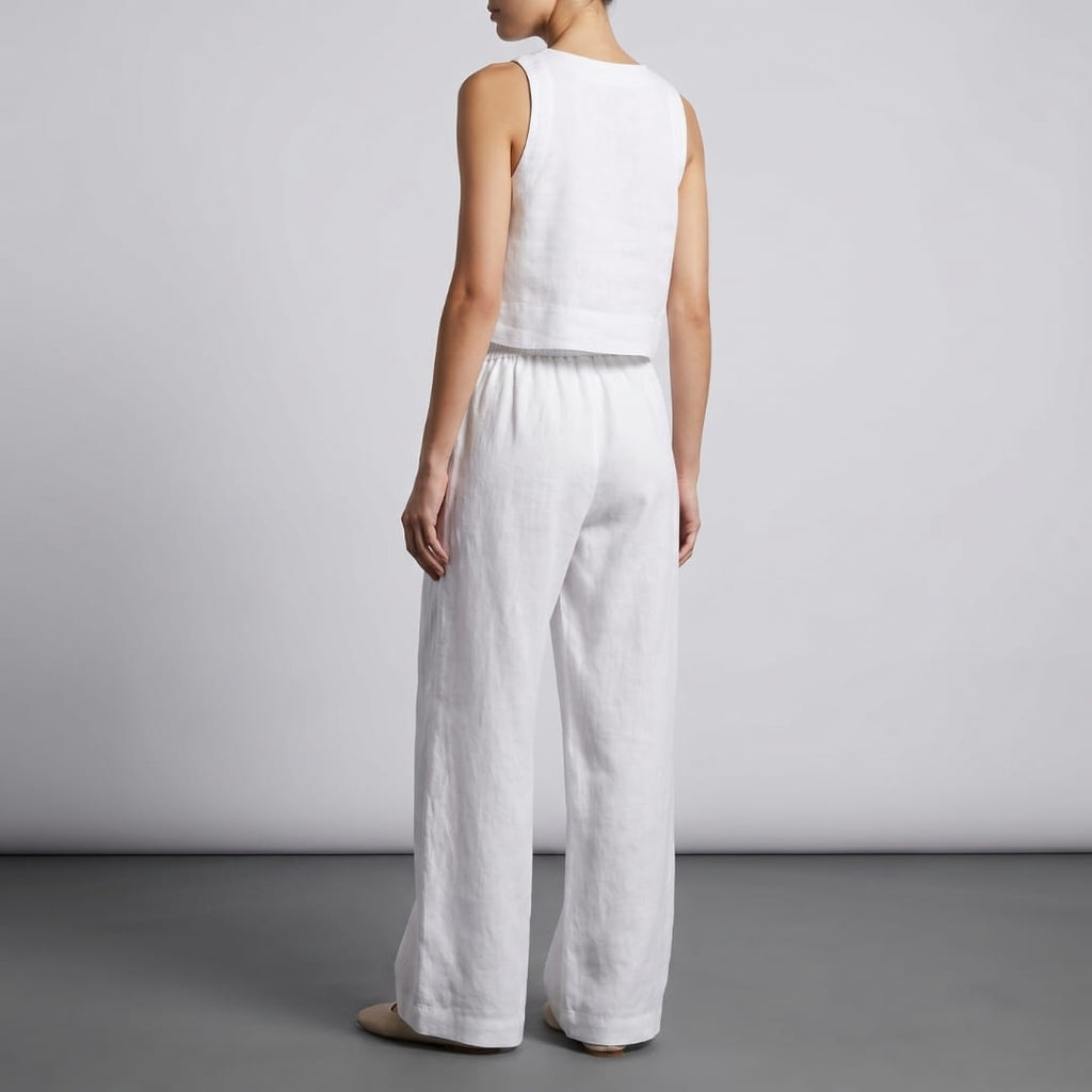 Elara Sleeveless Cotton Two-Piece Set Elegant Minimal Summer Outfit