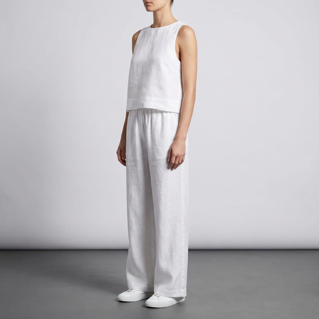 Elara Sleeveless Cotton Two-Piece Set Elegant Minimal Summer Outfit