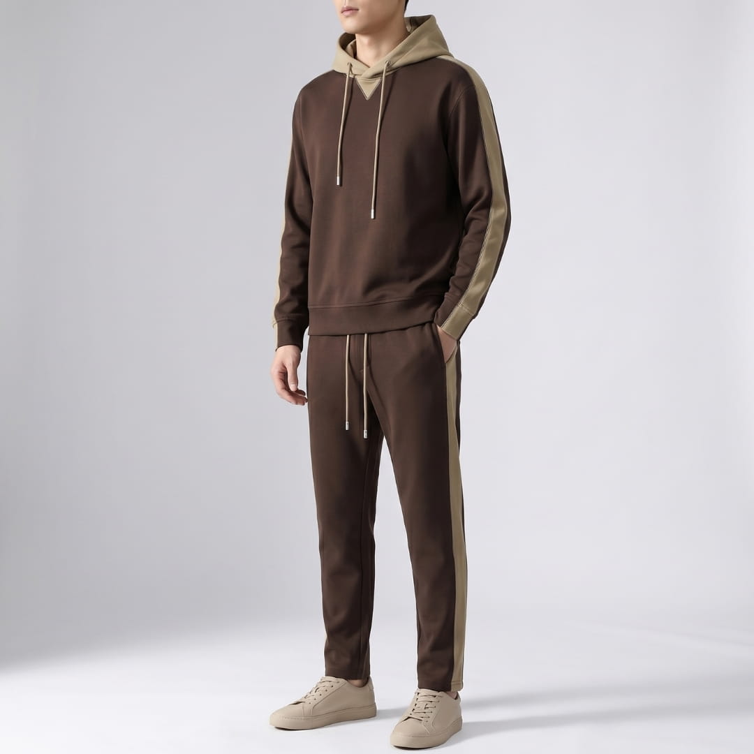 Empire Soft-Touch Two-Tone Cotton Tracksuit Set – Relaxed Street Activewear