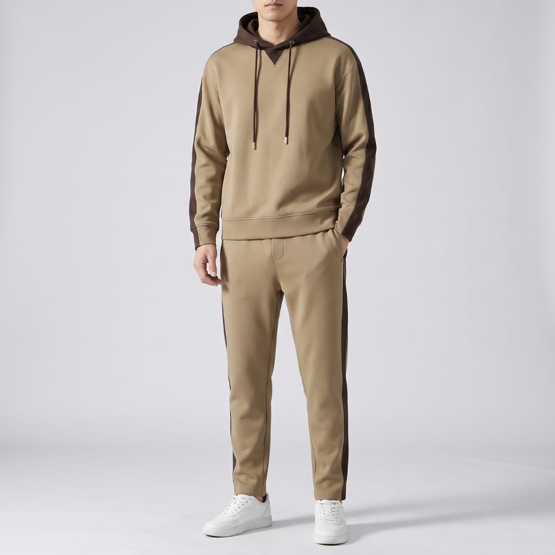 Empire Soft-Touch Two-Tone Cotton Tracksuit Set – Relaxed Street Activewear