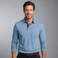 Lorenzo Cotton Blend Long Sleeve Polo Shirt – Classic Fit Chest Pocket Casual Top