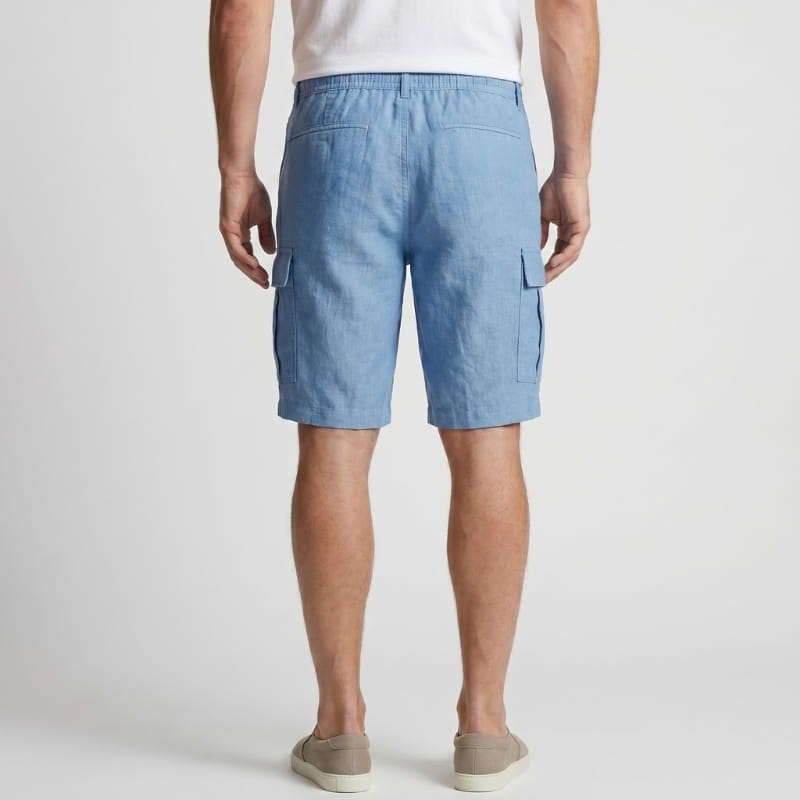 Nico Linen Cargo Shorts – Drawstring Waist Double Flap Pocket Relaxed Summer Casual Bottoms