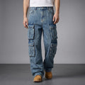 Rocco Washed Cotton Cargo Jeans – Multi-Pocket Relaxed Streetwear Fit