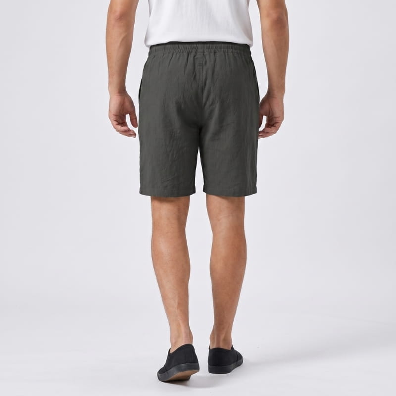Bryce Linen Drawstring Shorts – Elastic Waist Side Pocket Relaxed Casual Summer Bottoms