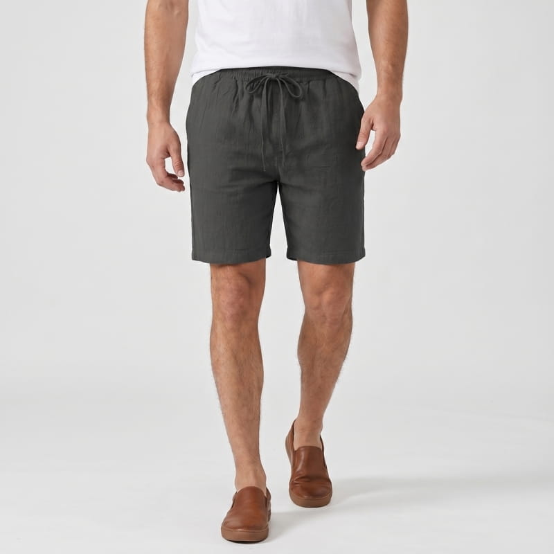 Bryce Linen Drawstring Shorts – Elastic Waist Side Pocket Relaxed Casual Summer Bottoms