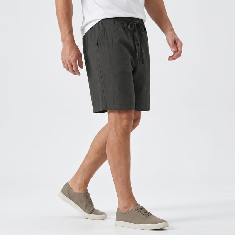 Bryce Linen Drawstring Shorts – Elastic Waist Side Pocket Relaxed Casual Summer Bottoms