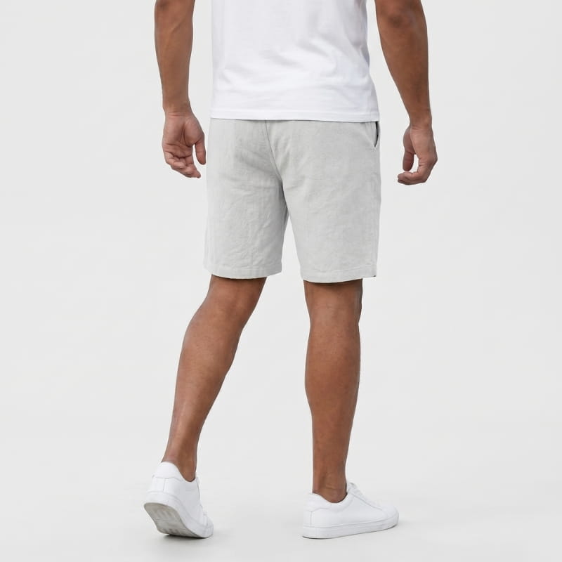 Bryce Linen Drawstring Shorts – Elastic Waist Side Pocket Relaxed Casual Summer Bottoms