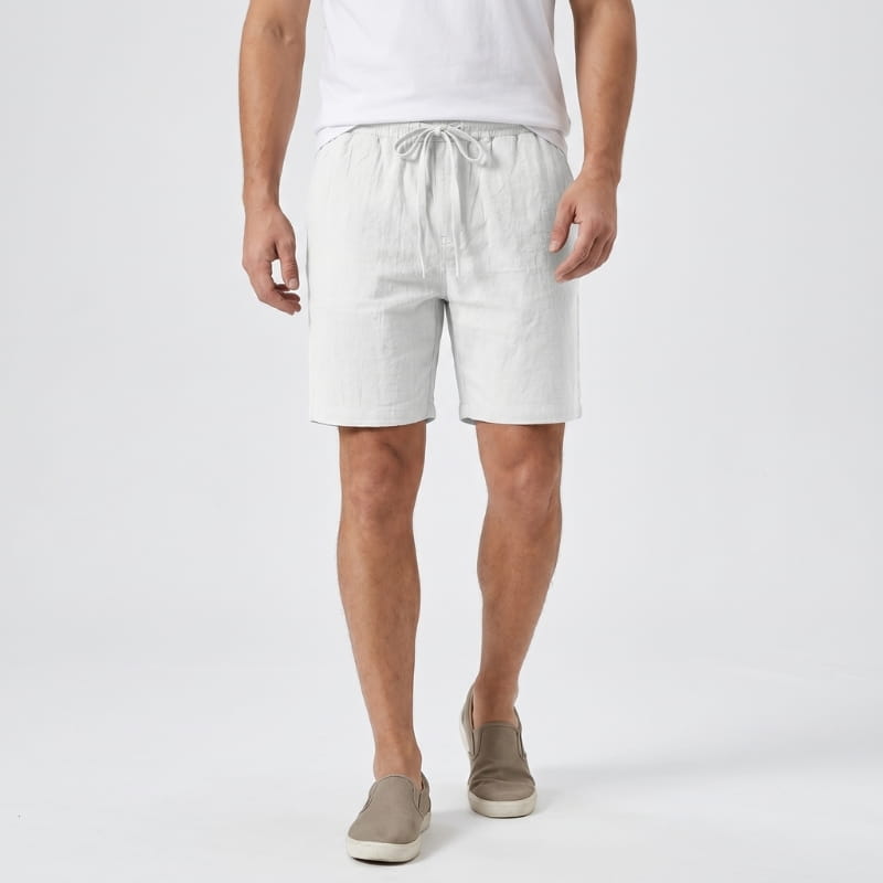 Bryce Linen Drawstring Shorts – Elastic Waist Side Pocket Relaxed Casual Summer Bottoms