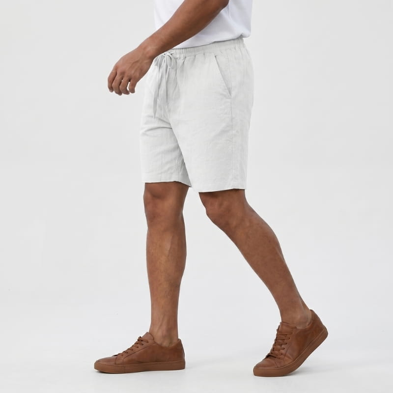 Bryce Linen Drawstring Shorts – Elastic Waist Side Pocket Relaxed Casual Summer Bottoms