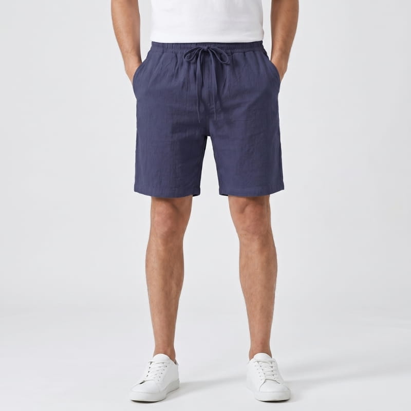 Bryce Linen Drawstring Shorts – Elastic Waist Side Pocket Relaxed Casual Summer Bottoms