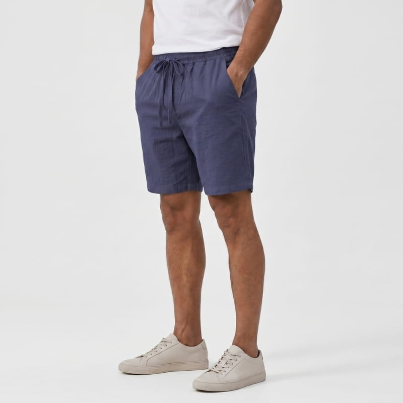 Bryce Linen Drawstring Shorts – Elastic Waist Side Pocket Relaxed Casual Summer Bottoms