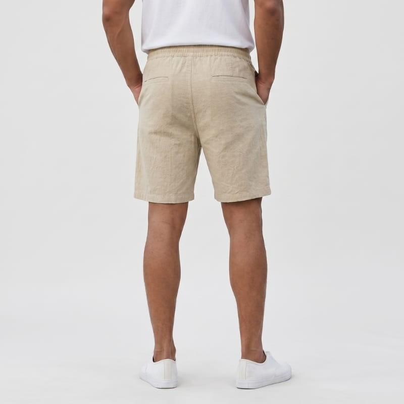 Bryce Linen Drawstring Shorts – Elastic Waist Side Pocket Relaxed Casual Summer Bottoms